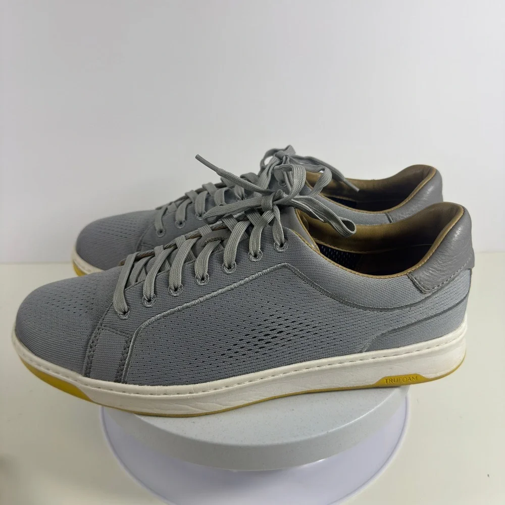Johnston & Murphy Trufoam Mens Grey Knit Leather Trim Casual Sneakers Shoes 10.5
